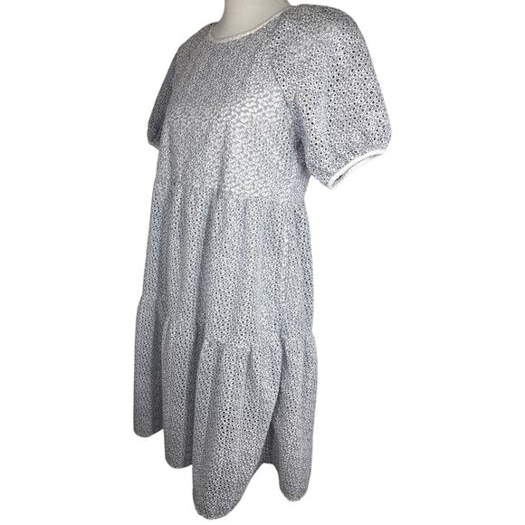 Everlane Tiered Eyelet Dress, Blue, White, Size Small - Picture 6 of 10